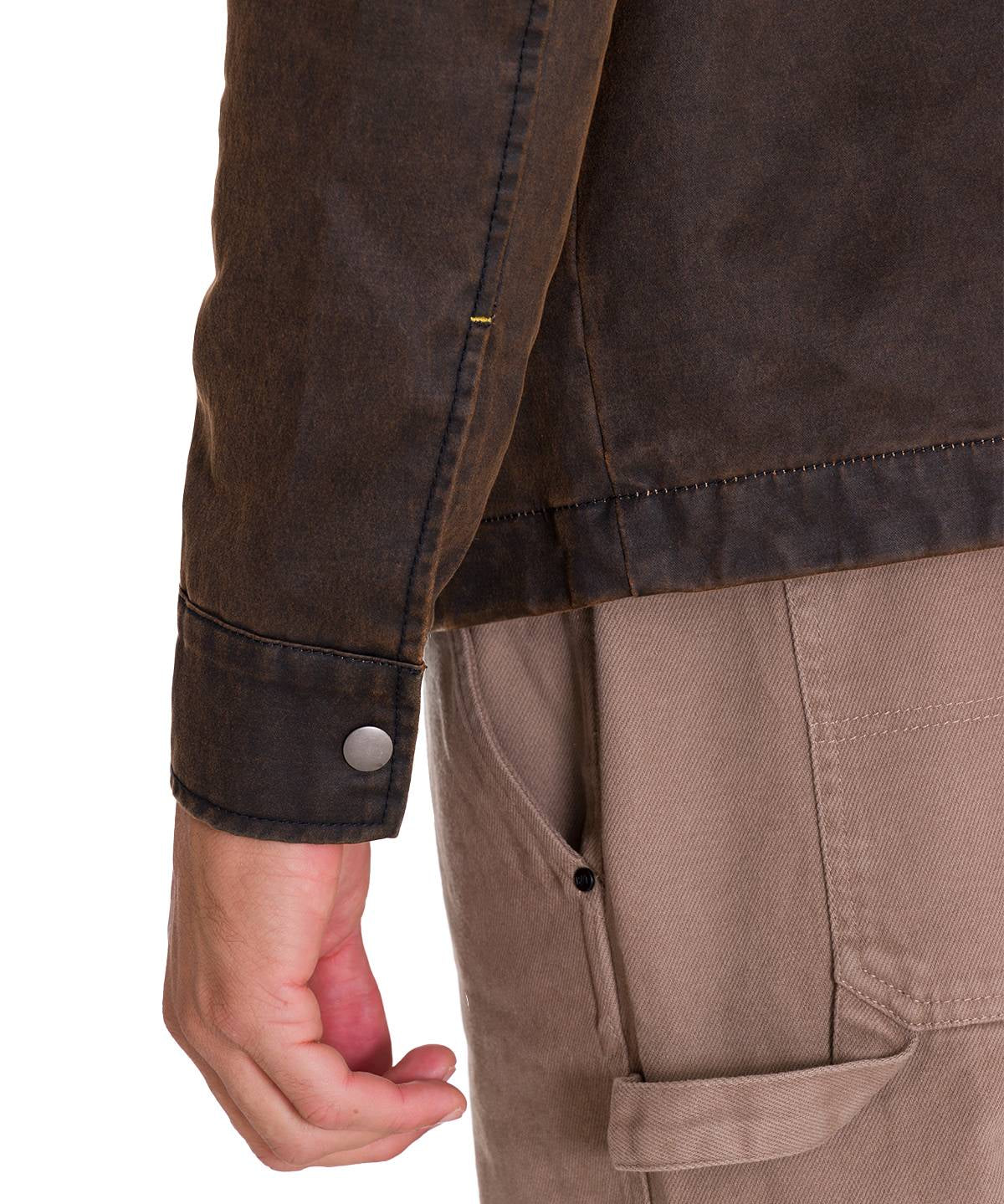 Chaqueta Manga Larga Hombre WAXED CHORE Café Oscura Cat