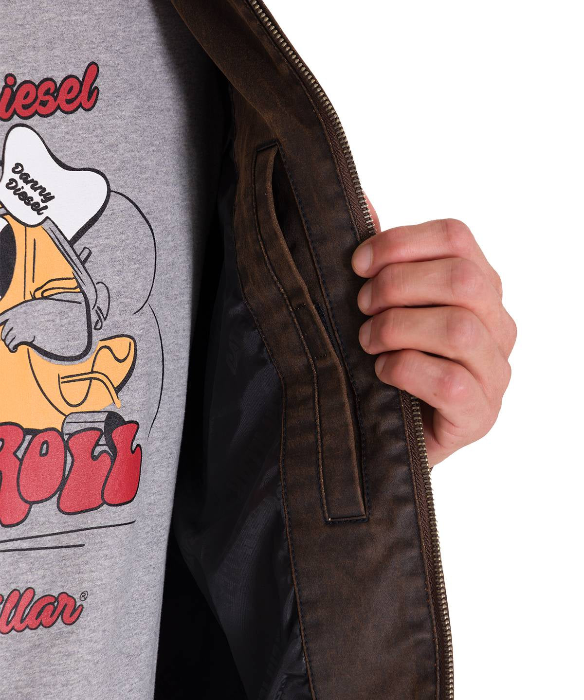 Chaqueta Manga Larga Hombre WAXED CHORE Café Oscura Cat