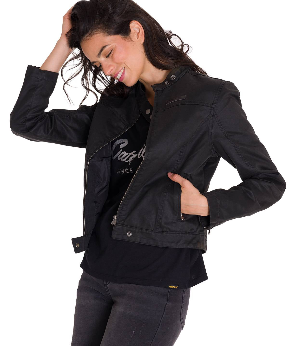 Chaqueta Manga Larga Casual Mujer WAXED MOTO Negra Cat