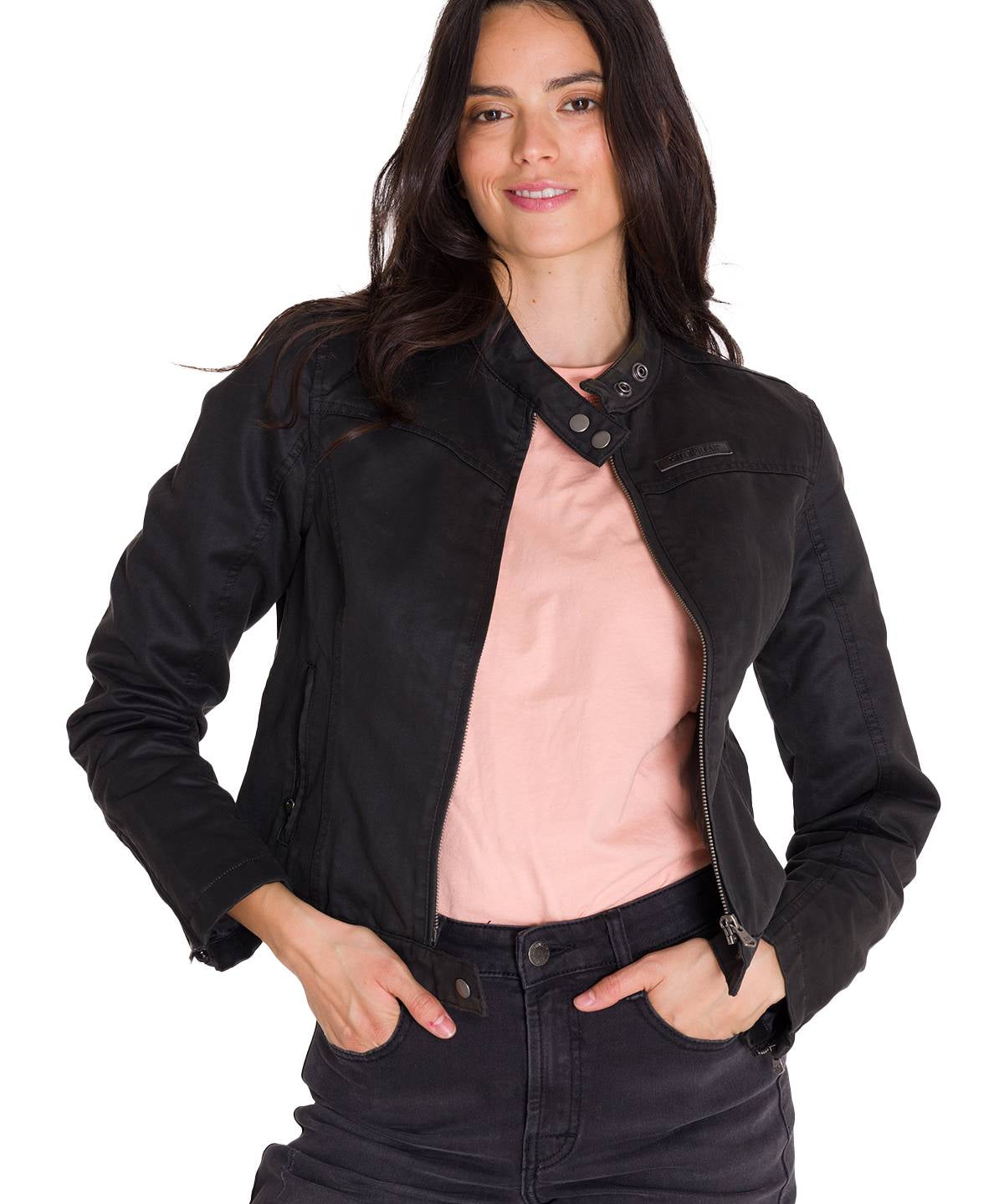 Chaqueta Manga Larga Casual Mujer WAXED MOTO Negra Cat