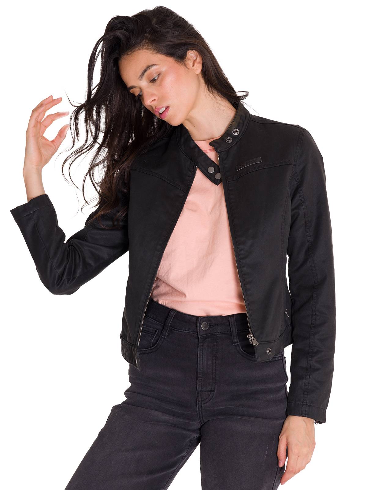 Chaqueta Manga Larga Casual Mujer WAXED MOTO Negra Cat
