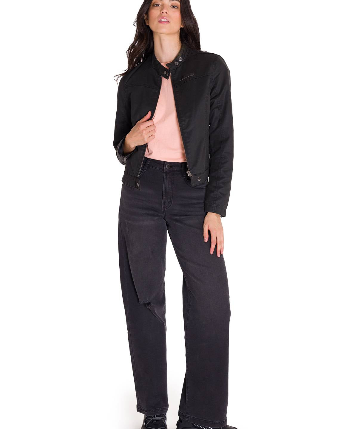 Chaqueta Manga Larga Casual Mujer WAXED MOTO Negra Cat