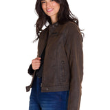 Chaqueta Manga Larga Casual Mujer WAXED MOTO Café Oscura Cat
