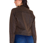 Chaqueta Manga Larga Casual Mujer WAXED MOTO Café Oscura Cat