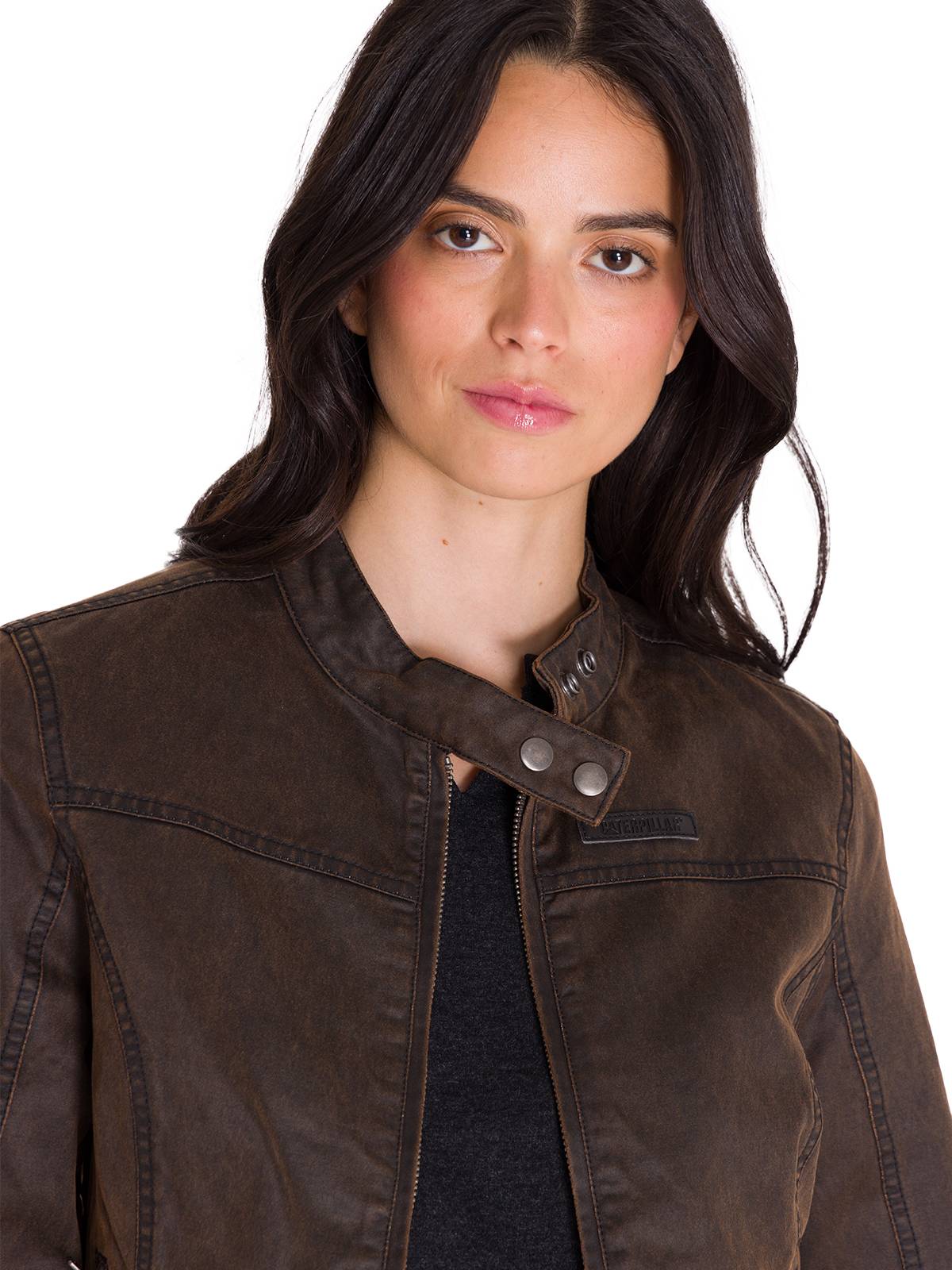 Chaqueta Manga Larga Casual Mujer WAXED MOTO Café Oscura Cat