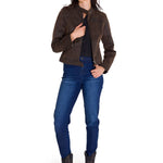 Chaqueta Manga Larga Casual Mujer WAXED MOTO Café Oscura Cat