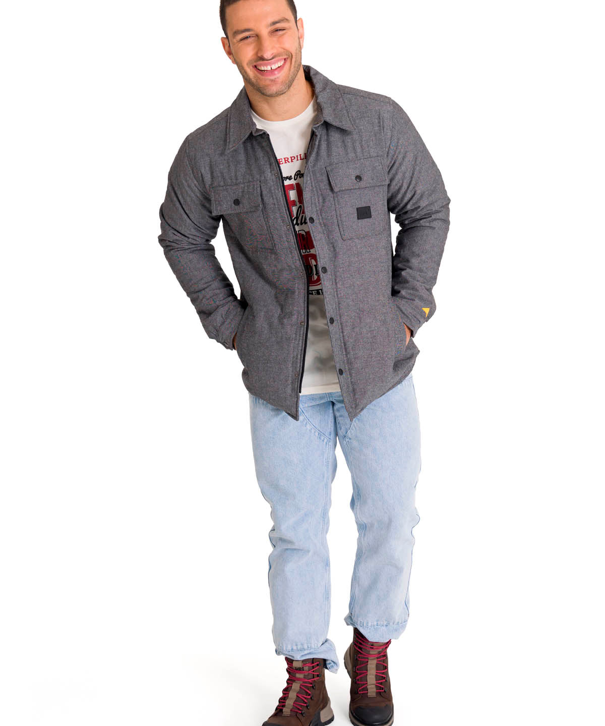 Chaqueta Manga Larga Hombre INSULATED SNAP FRONT SHIRT Gris Oscura Cat