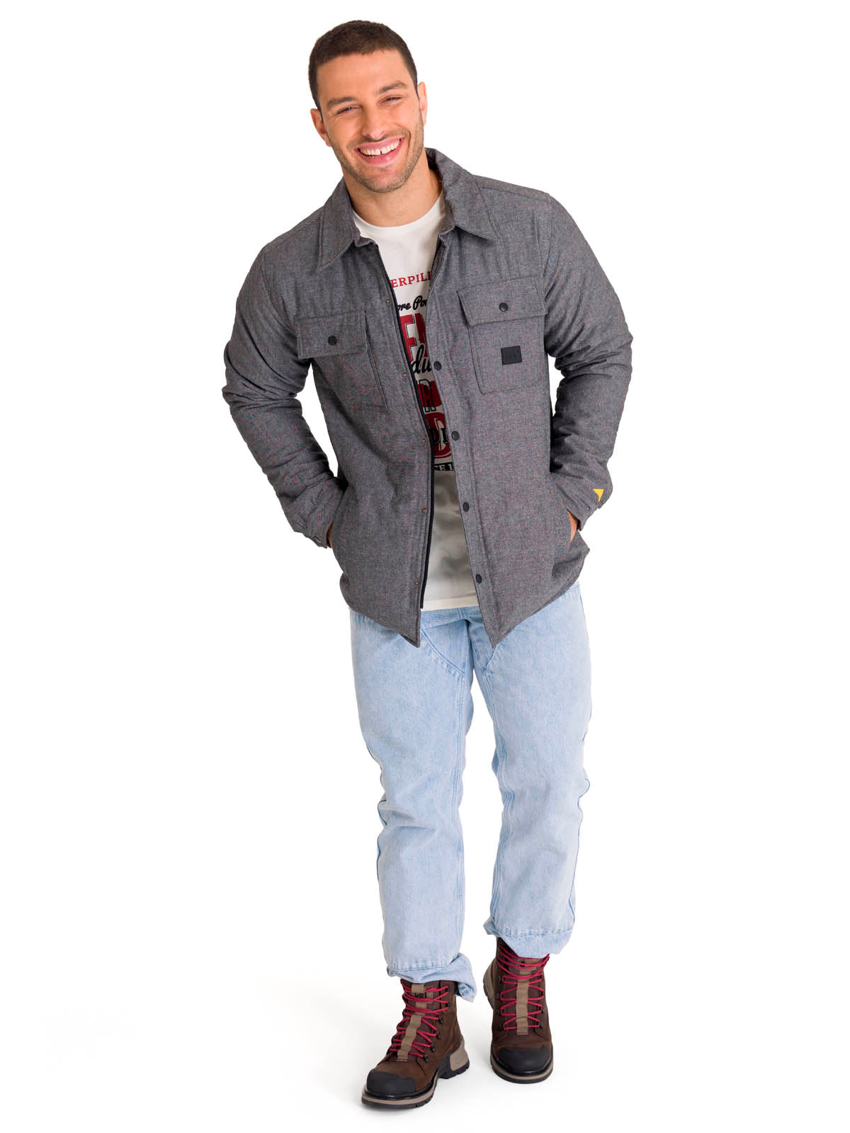 Chaqueta Manga Larga Hombre INSULATED SNAP FRONT SHIRT Gris Oscura Cat