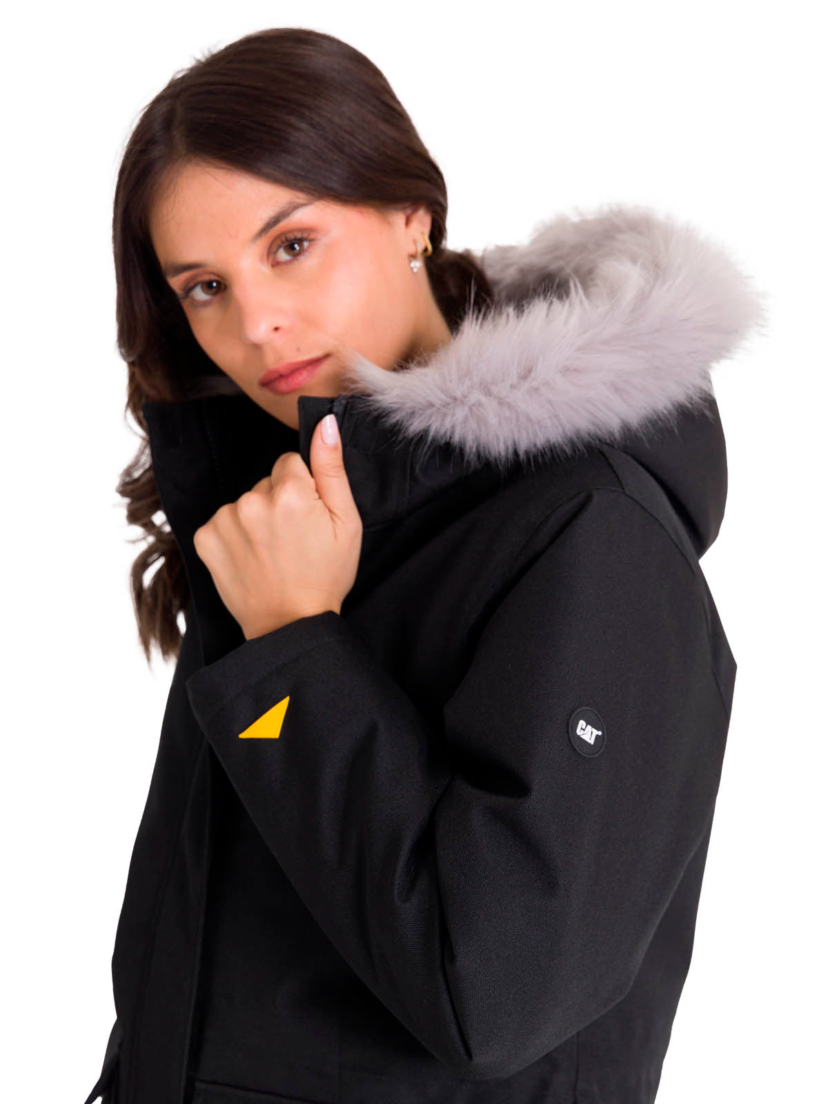 Chaqueta Manga Larga Casual Mujer MEDIUMWEIGHT INSULATED FAUX FUR HOODED Negra Cat