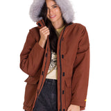 Chaqueta Manga Larga Casual Mujer MEDIUMWEIGHT INSULATED FAUX FUR HOODED Terracota Cat