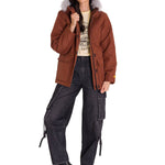 Chaqueta Manga Larga Casual Mujer MEDIUMWEIGHT INSULATED FAUX FUR HOODED Terracota Cat