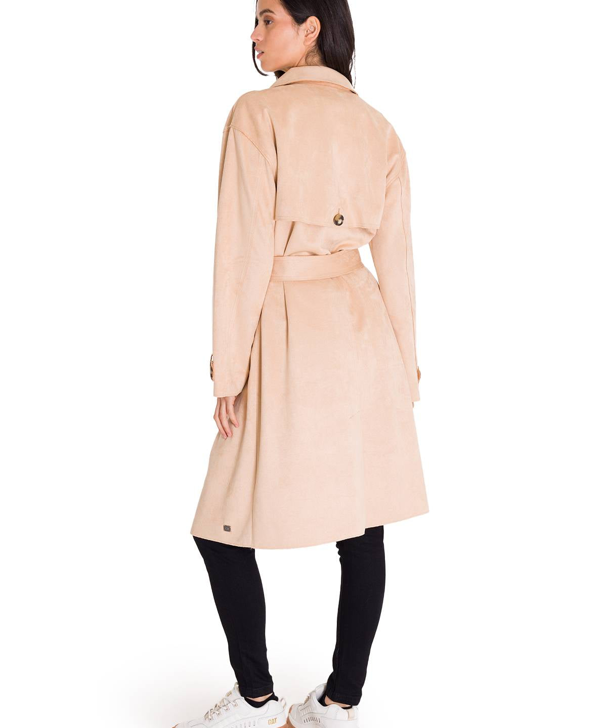 Abrigo Manga Larga Mujer FAUX SUEDE TRENCH COAT Beige Cat