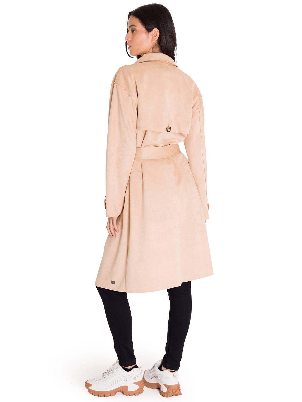 Abrigo Manga Larga Mujer FAUX SUEDE TRENCH COAT Beige Cat