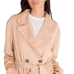 Abrigo Manga Larga Mujer FAUX SUEDE TRENCH COAT Beige Cat