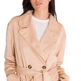 Abrigo Manga Larga Mujer FAUX SUEDE TRENCH COAT Beige Cat