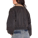 Chaqueta Manga Larga Mujer WAXED TWILL CROPPED BOMBER JACKET Gris Oscura Cat