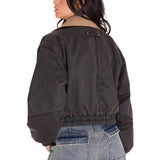 Chaqueta Manga Larga Mujer WAXED TWILL CROPPED BOMBER JACKET Gris Oscura Cat