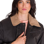 Chaqueta Manga Larga Mujer WAXED TWILL CROPPED BOMBER JACKET Gris Oscura Cat