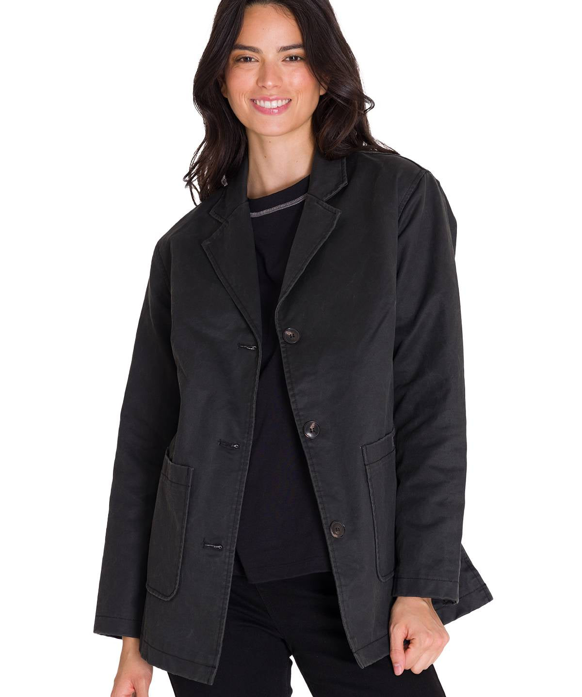 Blazer Manga Larga Mujer WAXED TWI RELAXED CHORE Negro Cat