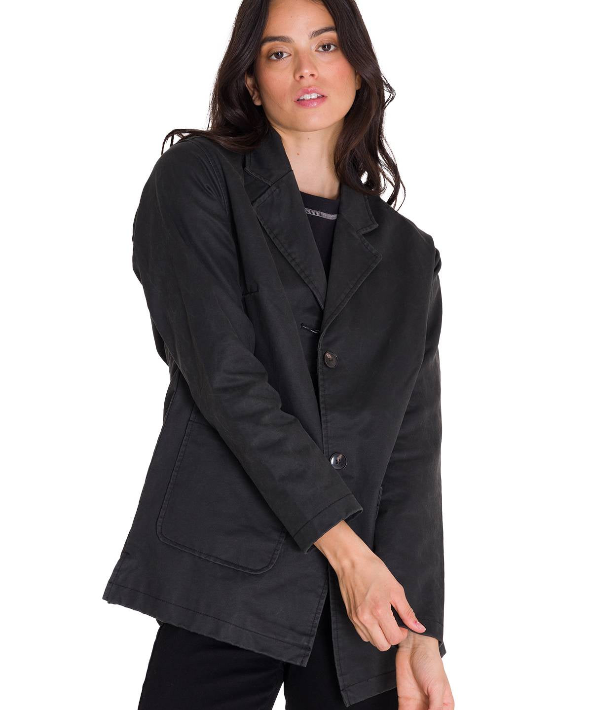 Blazer Manga Larga Mujer WAXED TWI RELAXED CHORE Negro Cat