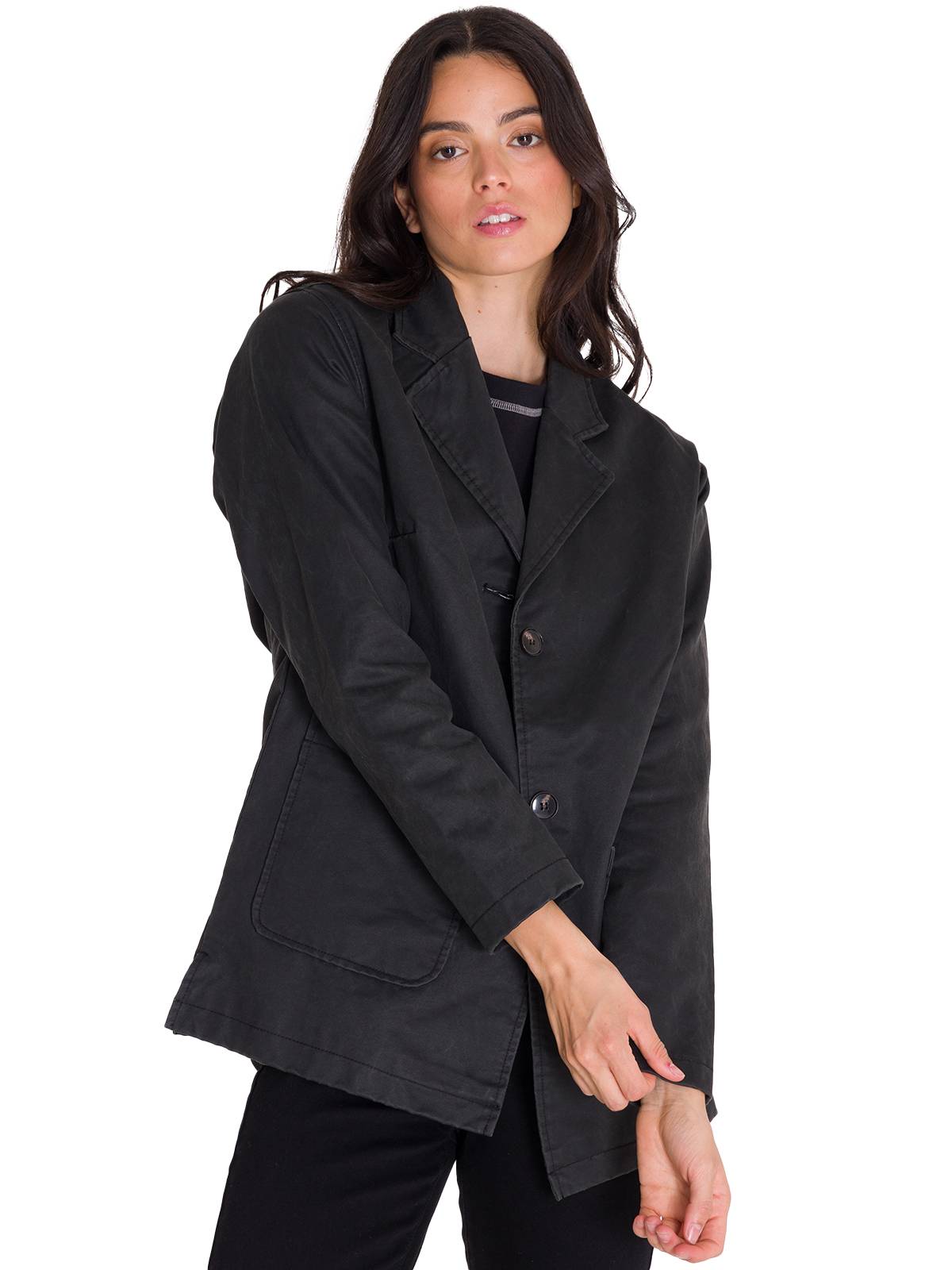 Blazer Manga Larga Mujer WAXED TWI RELAXED CHORE Negro Cat