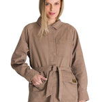 Chaqueta Larga Mujer Tie Waist Café CAT