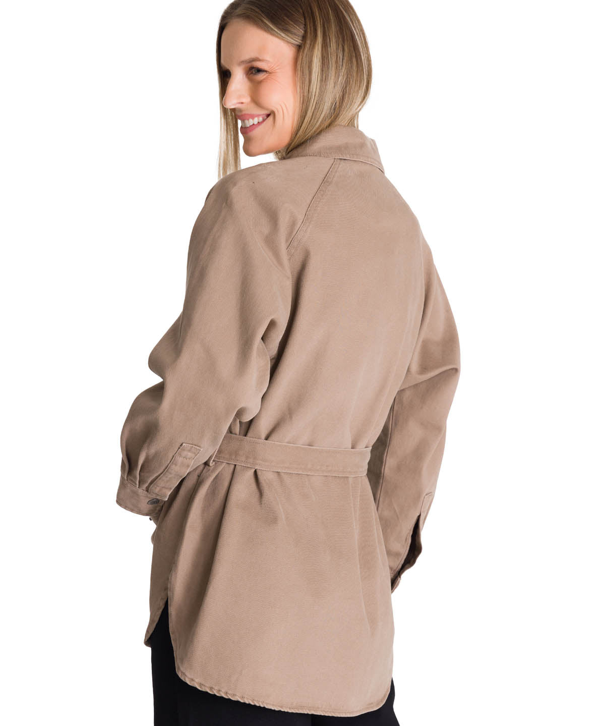 Chaqueta Larga Mujer Tie Waist Café CAT