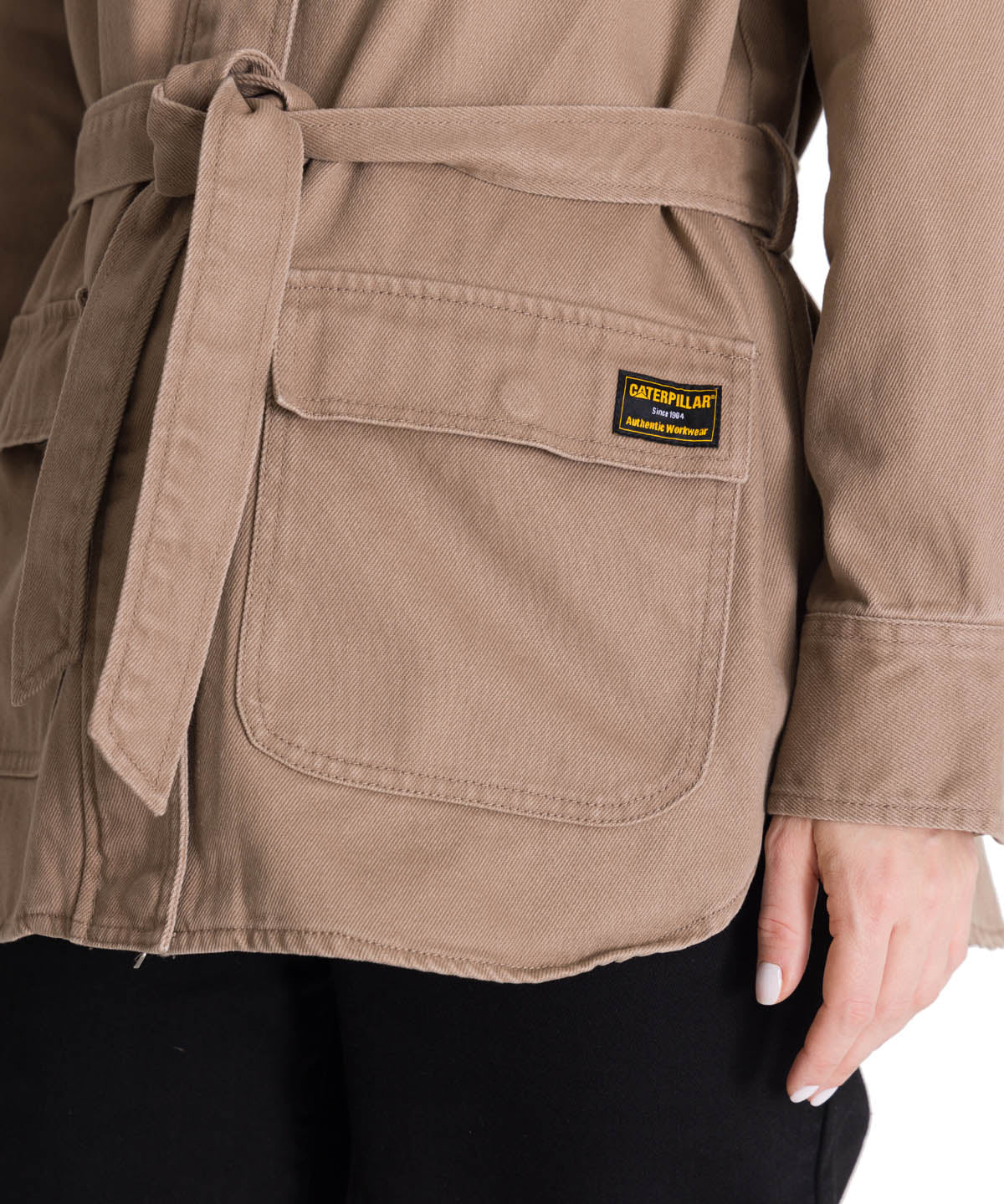 Chaqueta Larga Mujer Tie Waist Café CAT