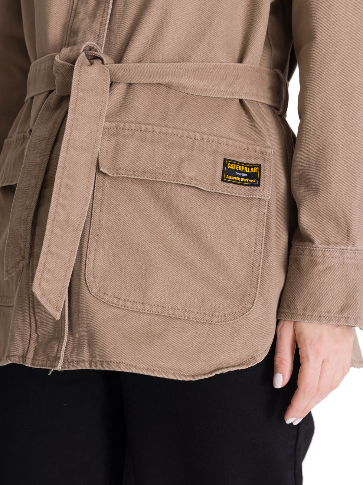 Chaqueta Larga Mujer Tie Waist Café CAT