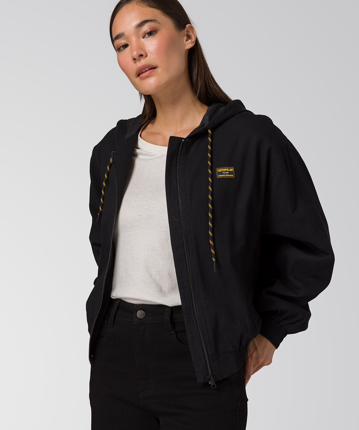 Chaqueta Con Gorro Manga Larga Mujer Utility Negro CAT