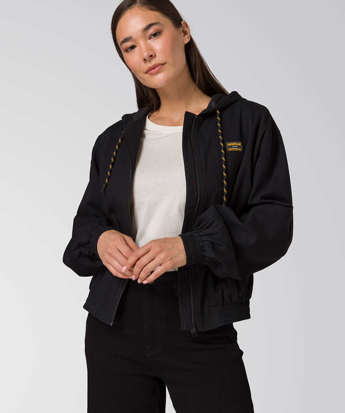 Chaqueta Con Gorro Manga Larga Mujer Utility Negro CAT