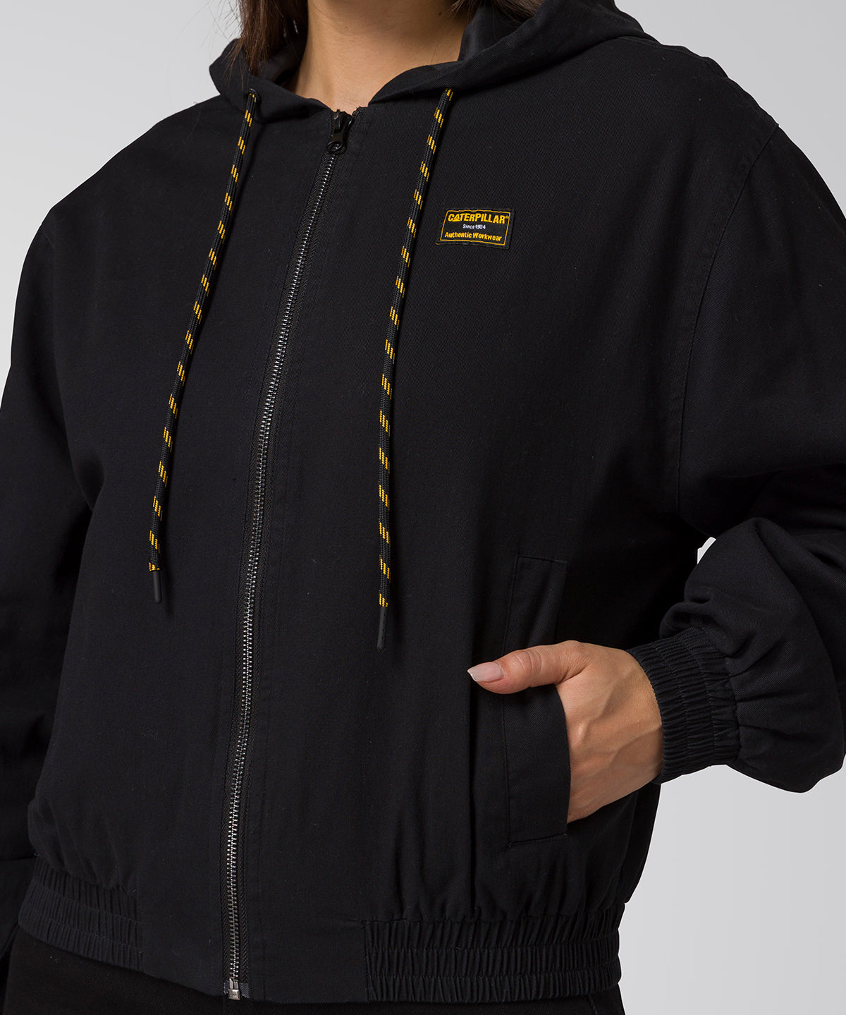 Chaqueta Con Gorro Manga Larga Mujer Utility Negro CAT