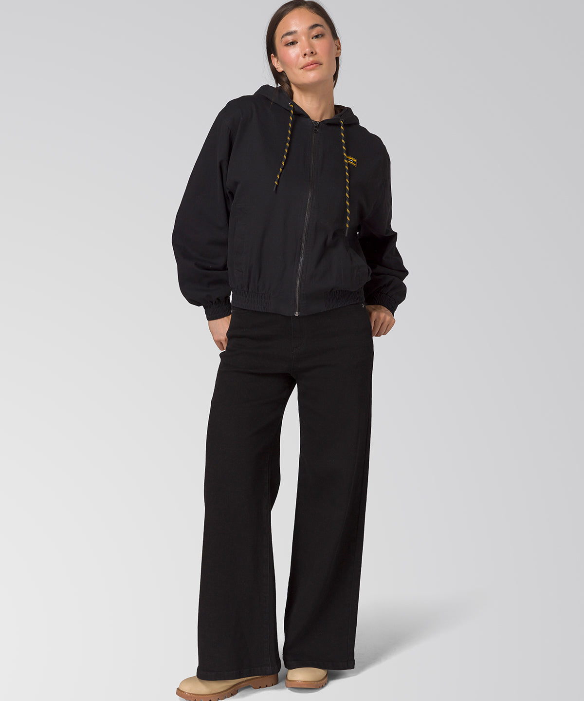 Chaqueta Con Gorro Manga Larga Mujer Utility Negro CAT