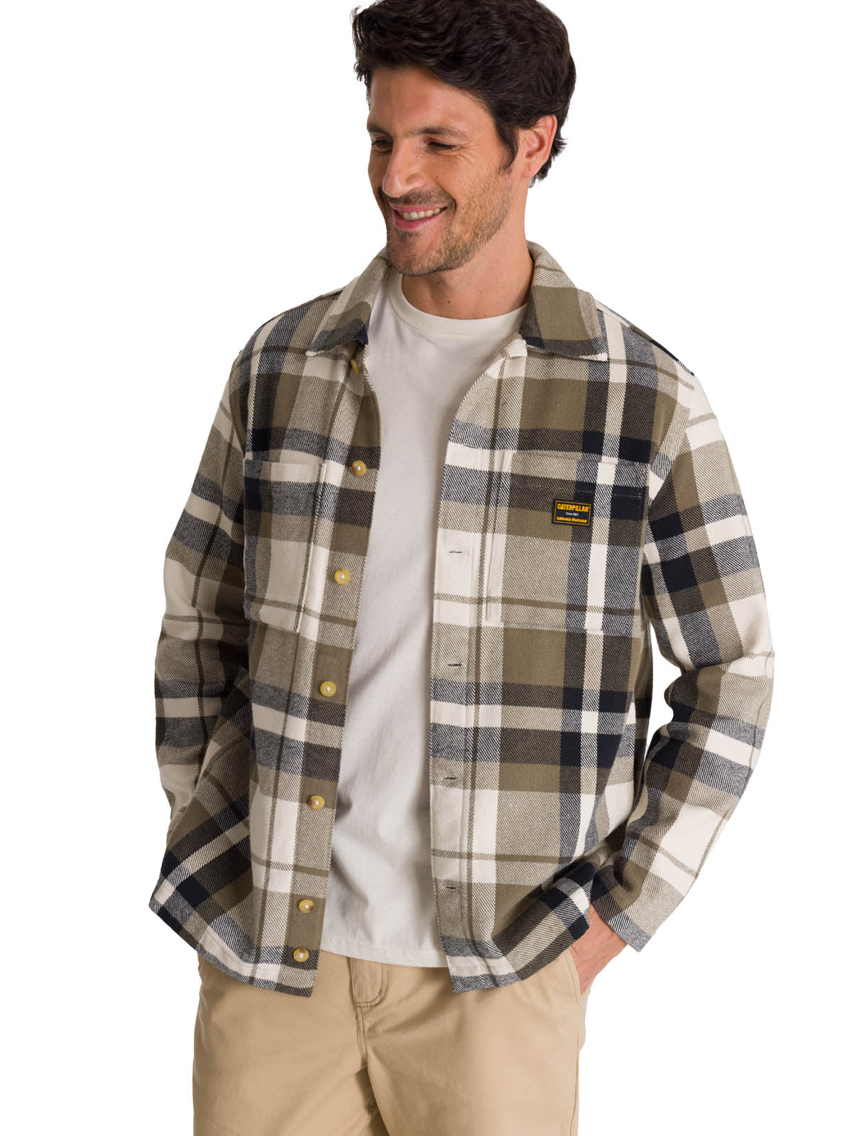 Chaqueta Manga Larga Hombre Flannel Oliva CAT