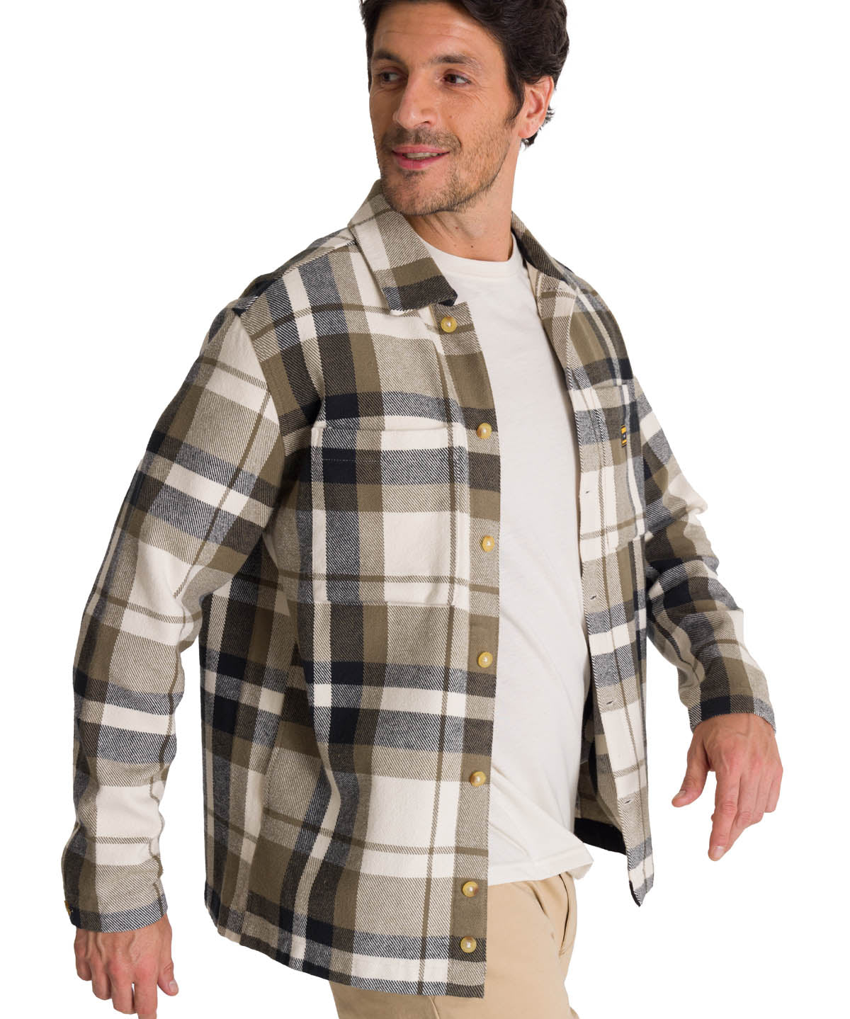 Chaqueta Manga Larga Hombre Flannel Oliva CAT