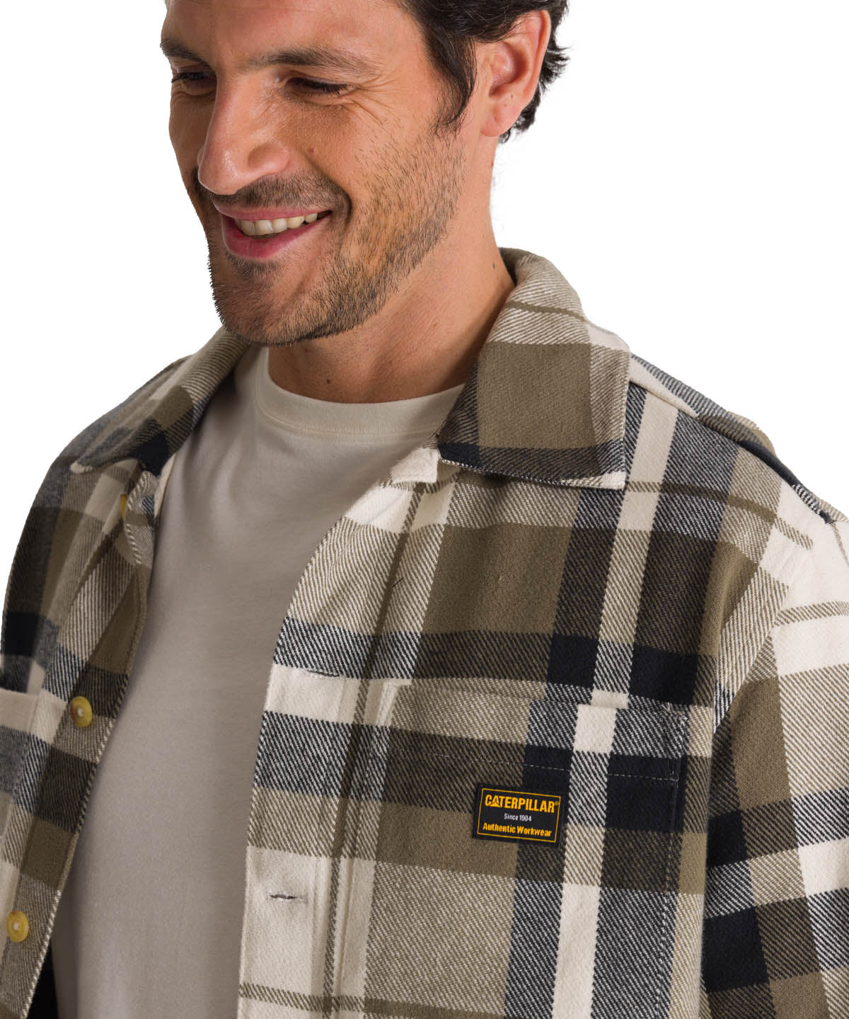 Chaqueta Manga Larga Hombre Flannel Oliva CAT