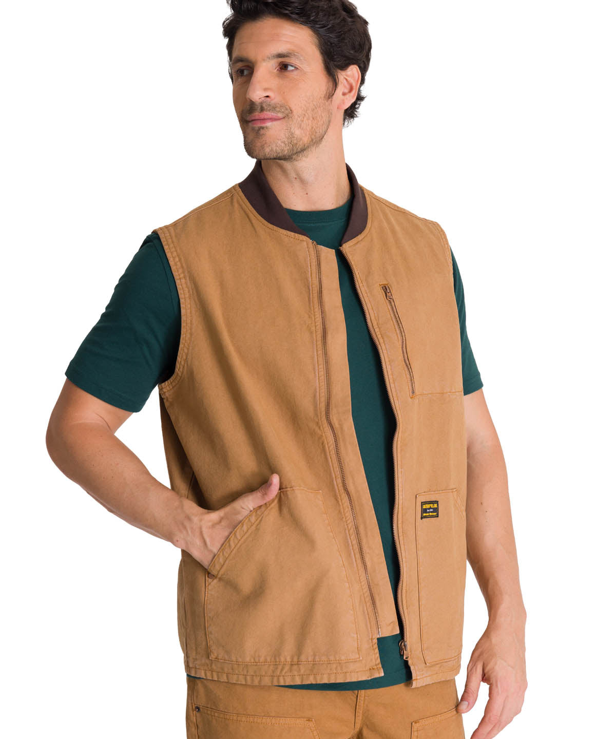 Chaqueta Sin Mangas Hombre Utility Beige CAT