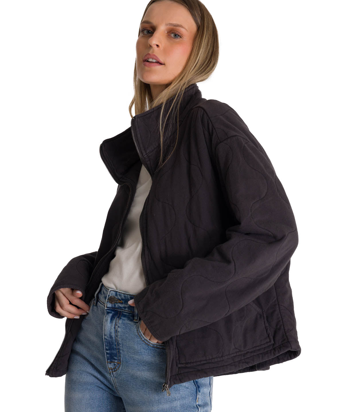 Chaqueta Mujer Cozy Quilted Oversized Azul CAT