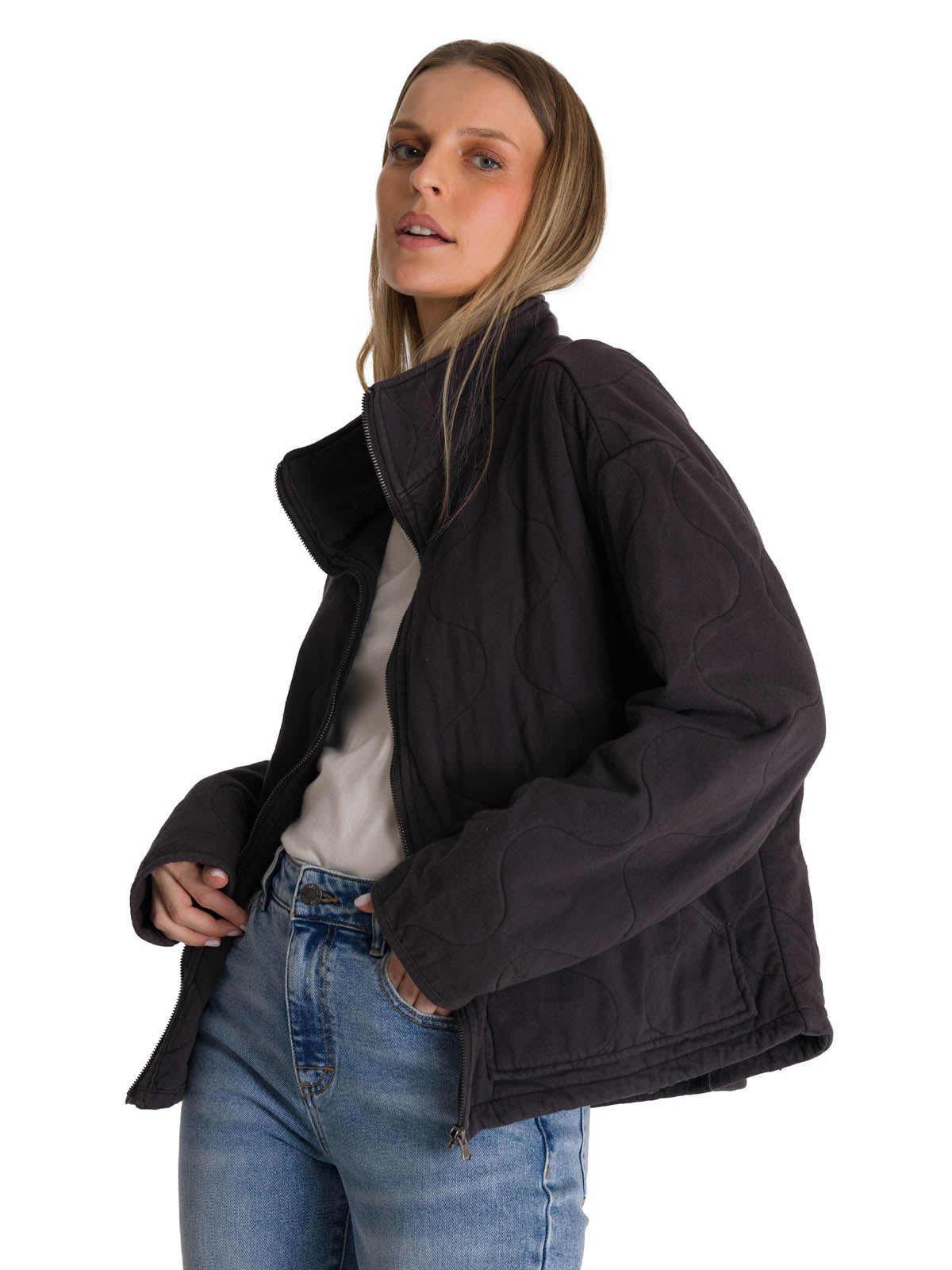 Chaqueta Mujer Cozy Quilted Oversized Azul CAT
