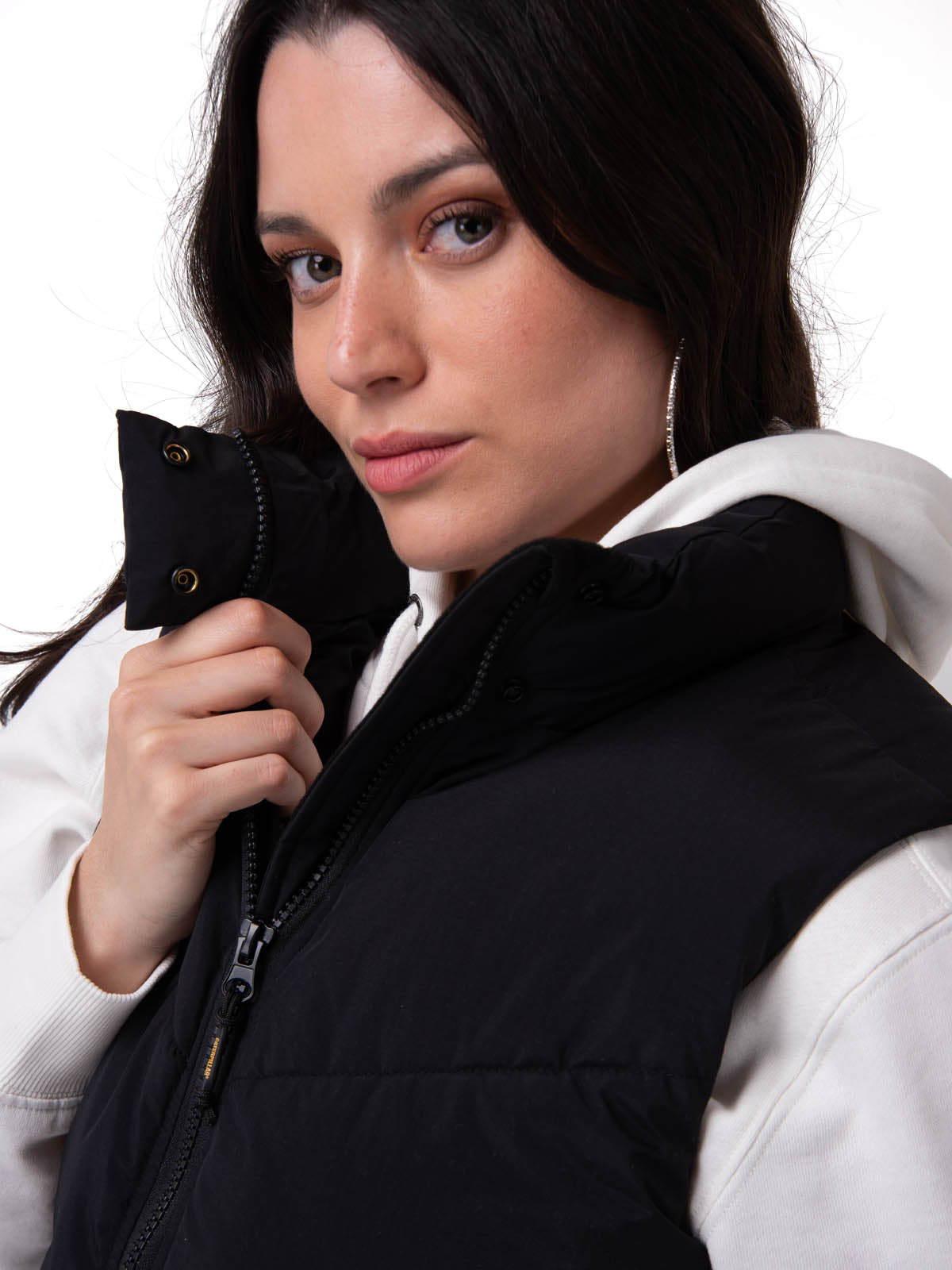 Chaqueta Vest Mujer Cropped Puffer Vest Negro CAT