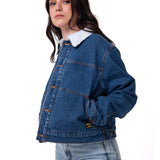 Chaqueta Jeans Mujer Sherpa Lined Azul Cat