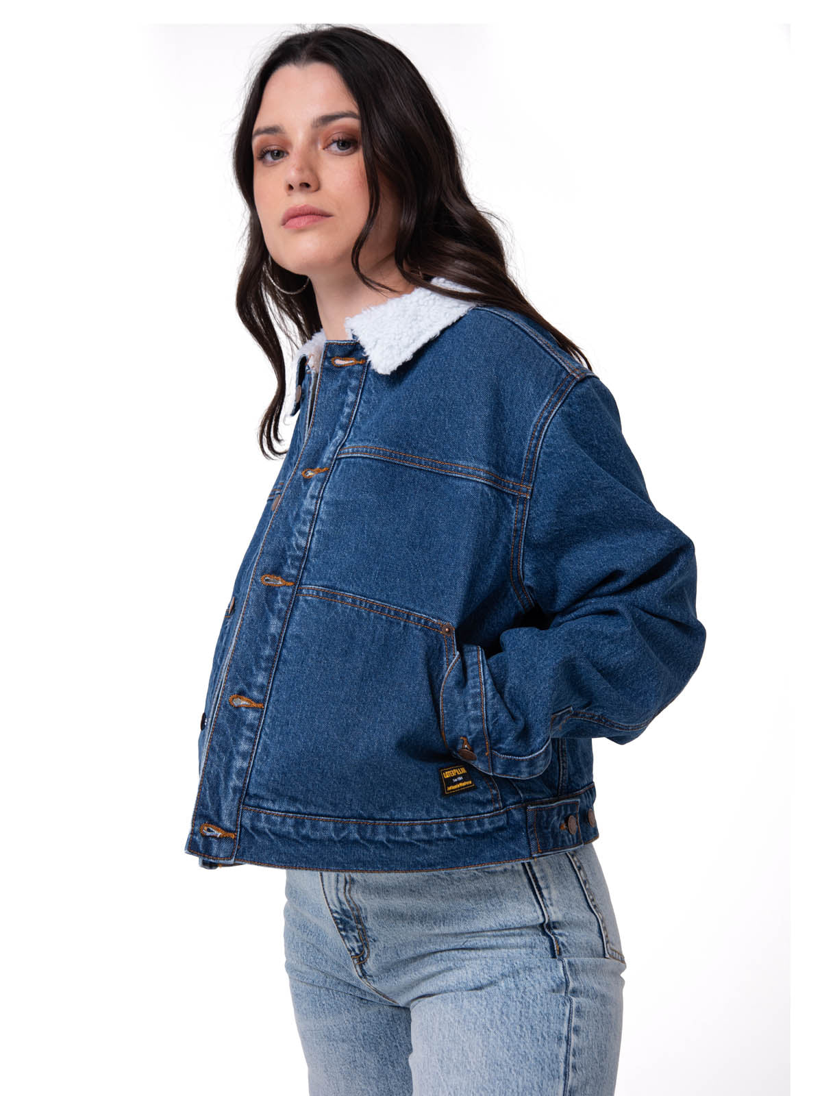 Chaqueta Jeans Mujer Sherpa Lined Azul Cat