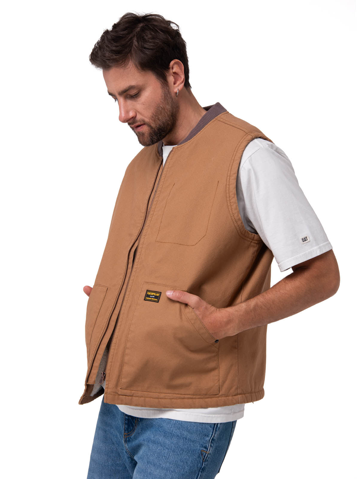Chaqueta Sin Mangas Hombre Canvas Utility Café  Cat