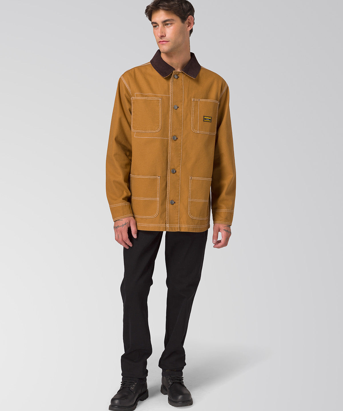 Chaqueta Manga Larga Hombre Canvas Chore Café Cat