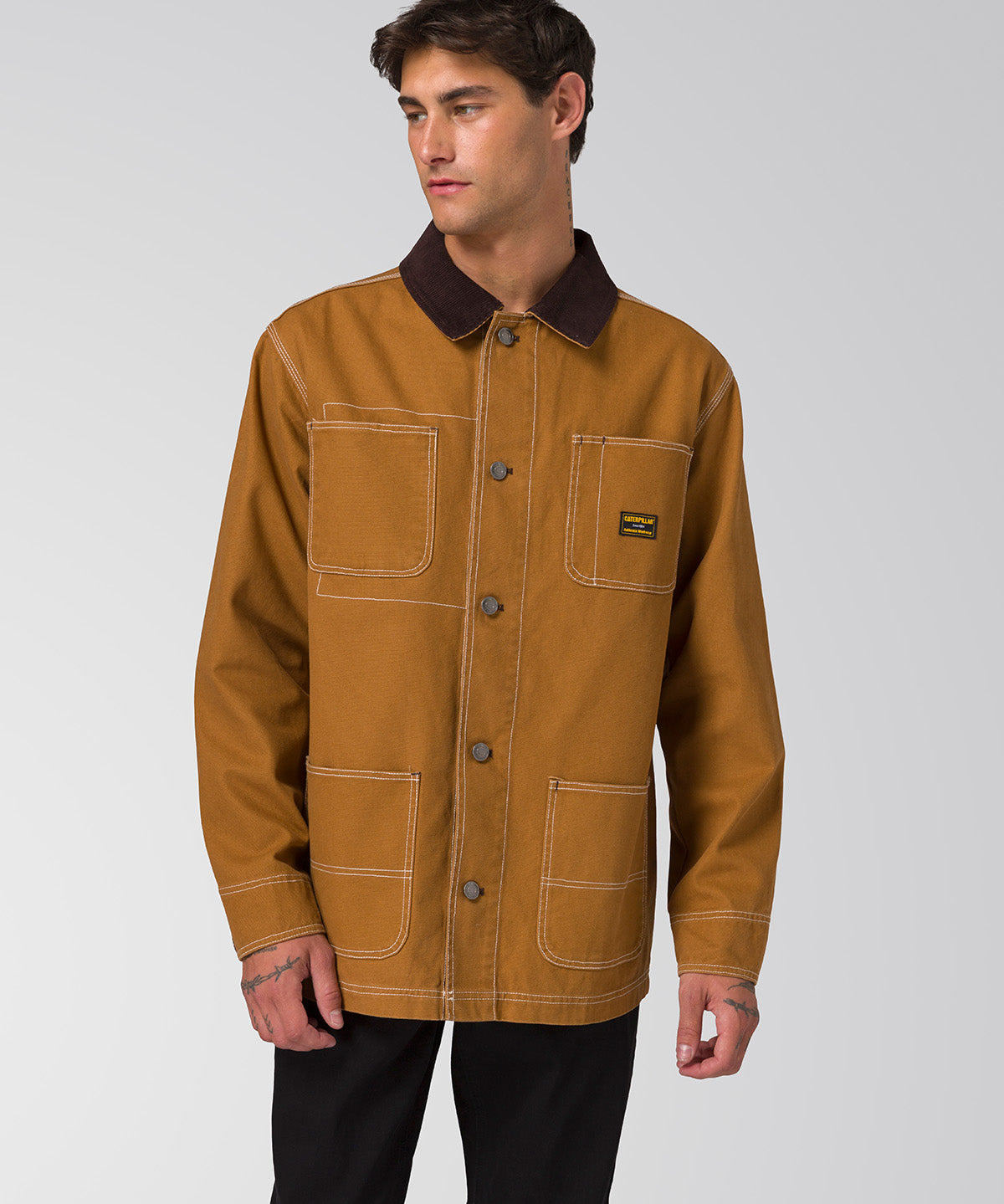 Chaqueta Manga Larga Hombre Canvas Chore Café Cat