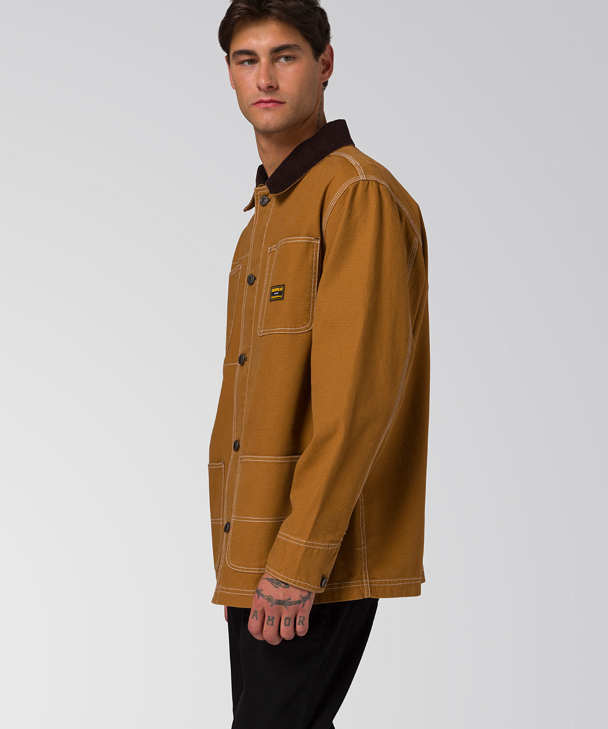 Chaqueta Manga Larga Hombre Canvas Chore Café Cat