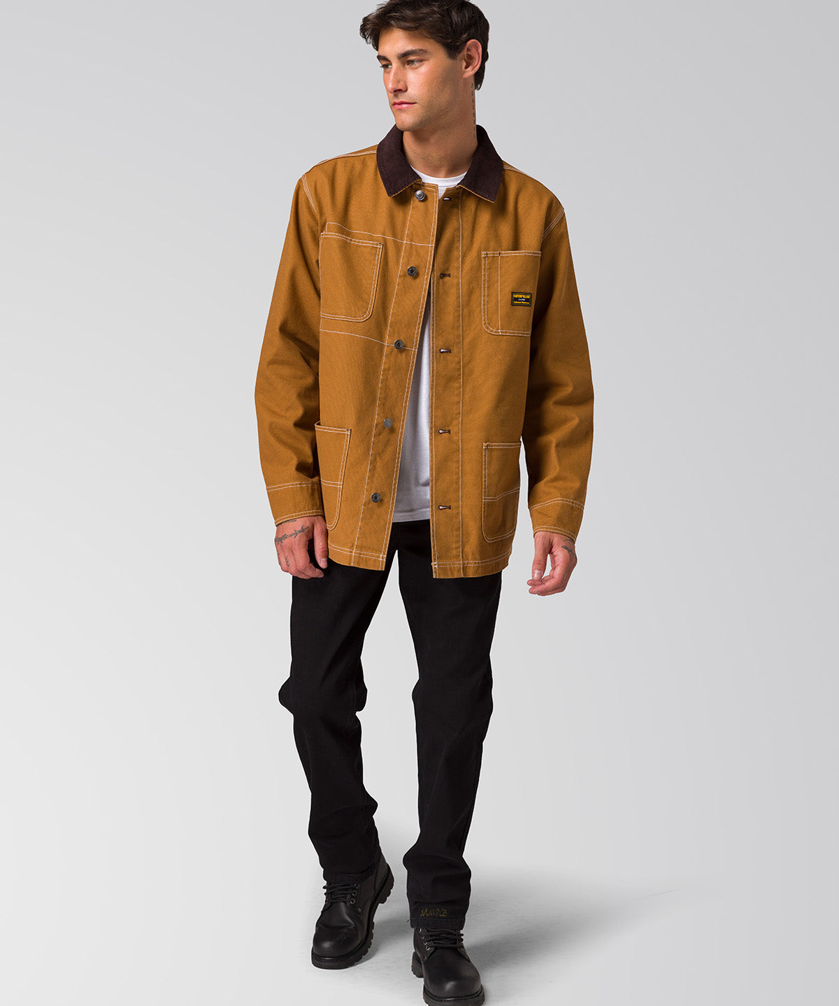 Chaqueta Manga Larga Hombre Canvas Chore Café Cat