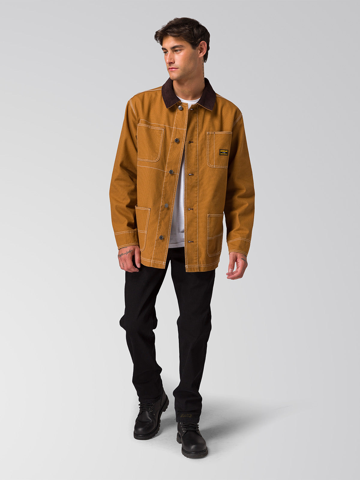 Chaqueta Manga Larga Hombre Canvas Chore Café Cat