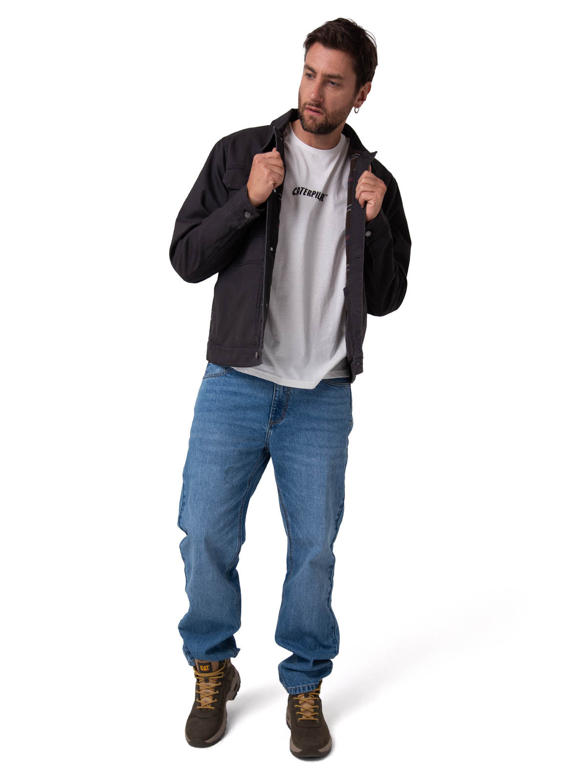 Chaqueta Manga Larga Hombre Canvas Flannel Negro Cat