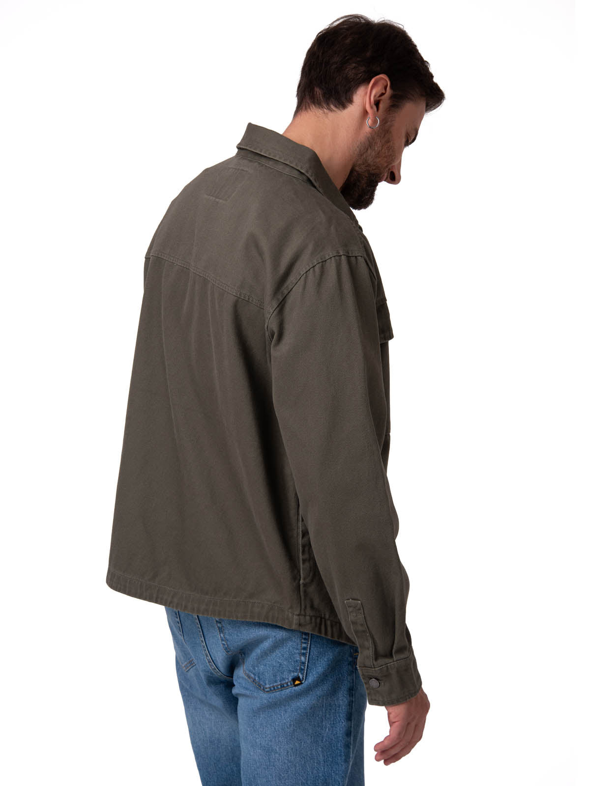 Chaqueta Manga Larga Hombre Twill Overshirt Verde Cat